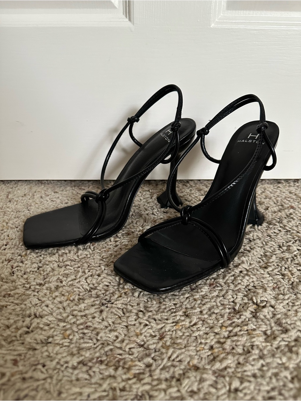Halston Heritage Black Knotted Slingback Stiletto Heels fits like 8.5